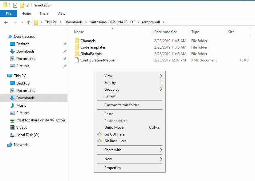Windows Explorer context menu