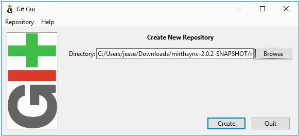 Git Create New Repository dialog