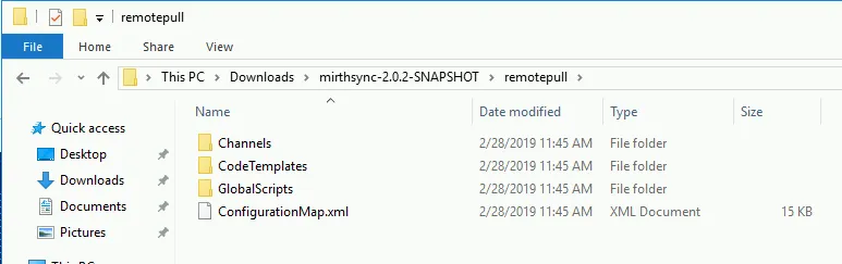 Windows Explorer view of files in directory