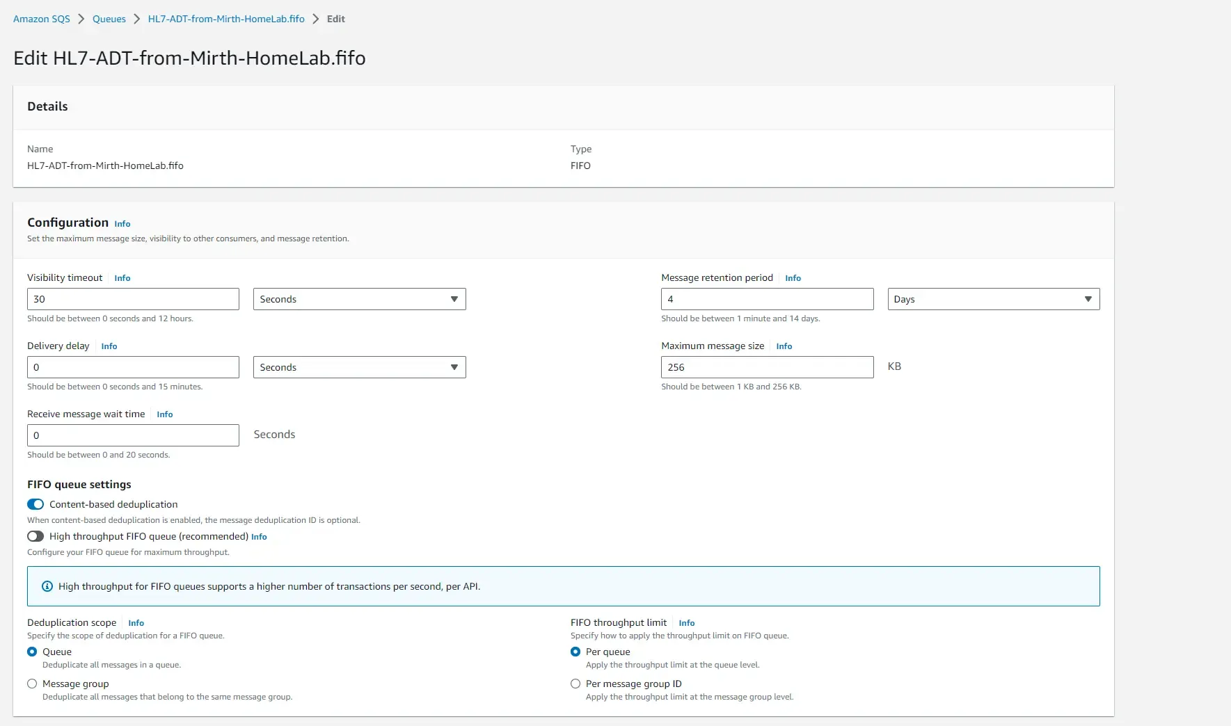 Configure a new AWS SQS Queue