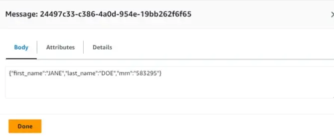 Success! The message routed to the AWS SQS Queue.