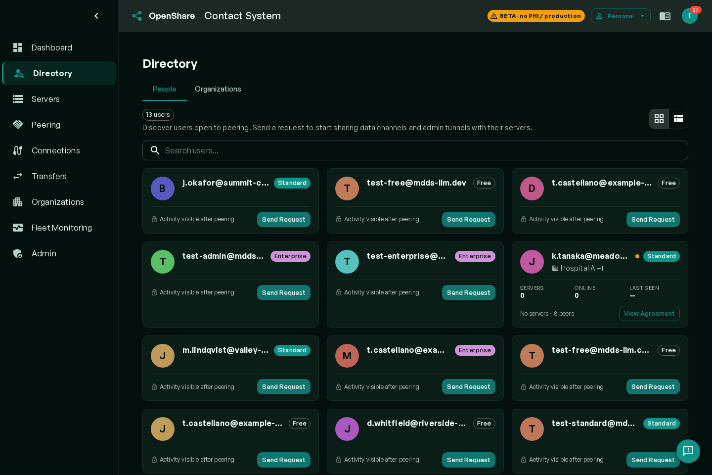 OpenShare contact directory: find and verify partner organizations to exchange data with