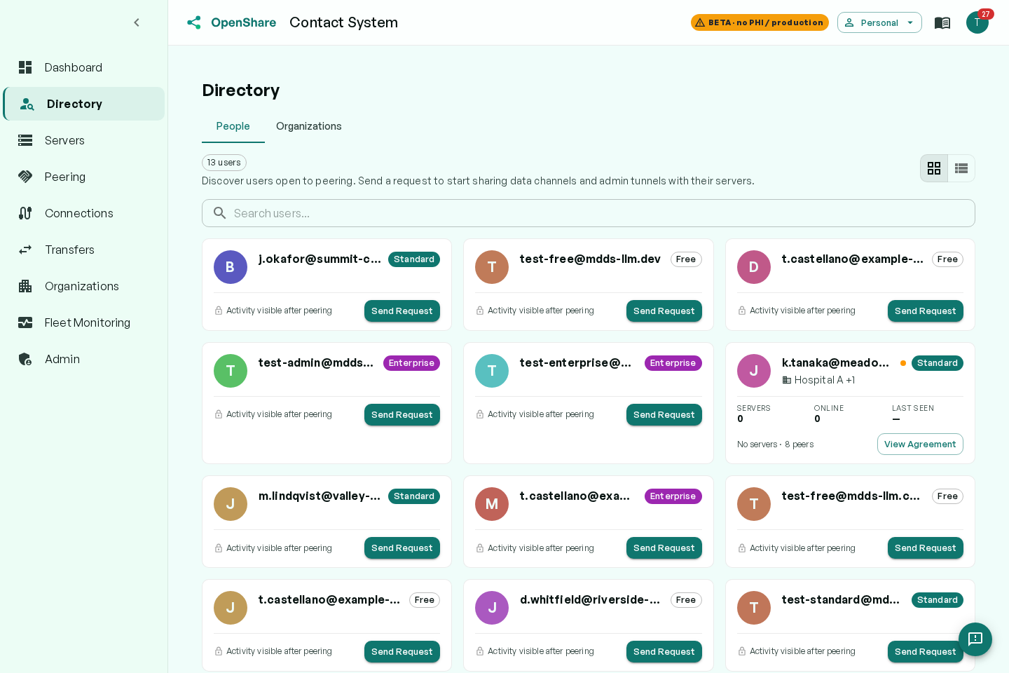OpenShare contact directory: find and verify partner organizations to exchange data with