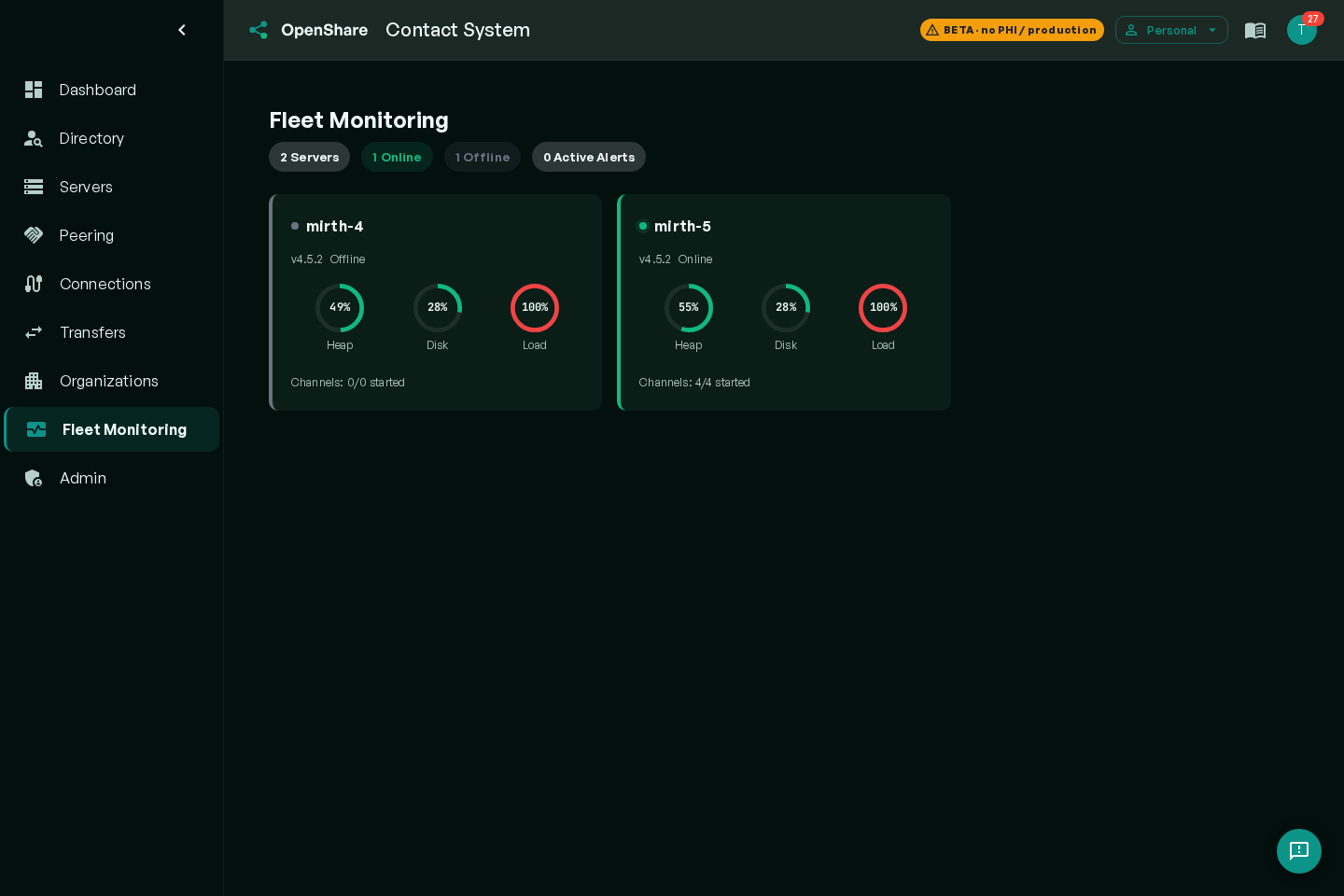 OpenShare monitoring: fleet health, throughput, and active alerts across every connected engine