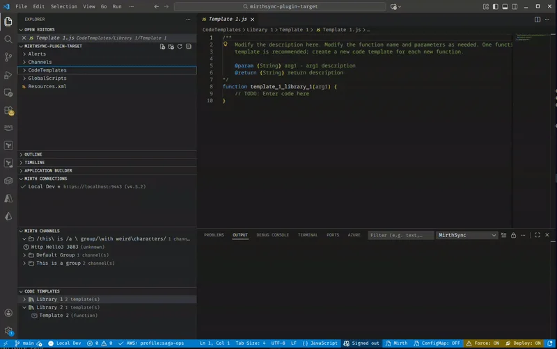 MirthSync VS Code extension push and pull from file explorer context menu