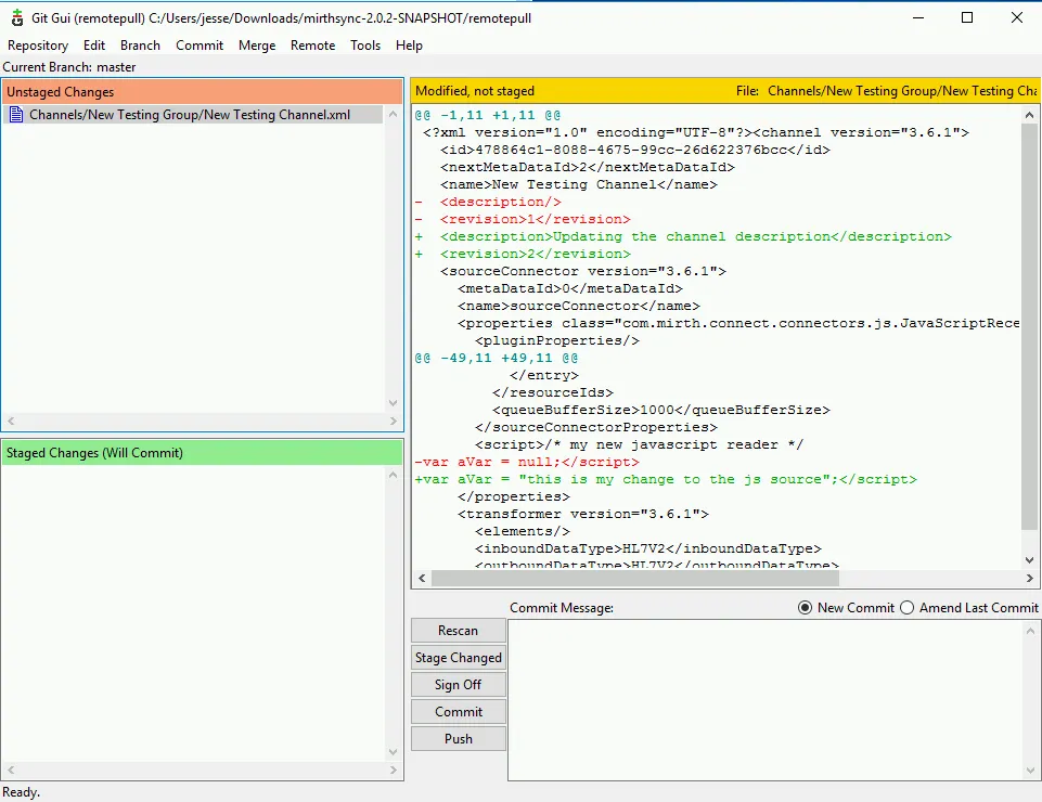 Git GUI window