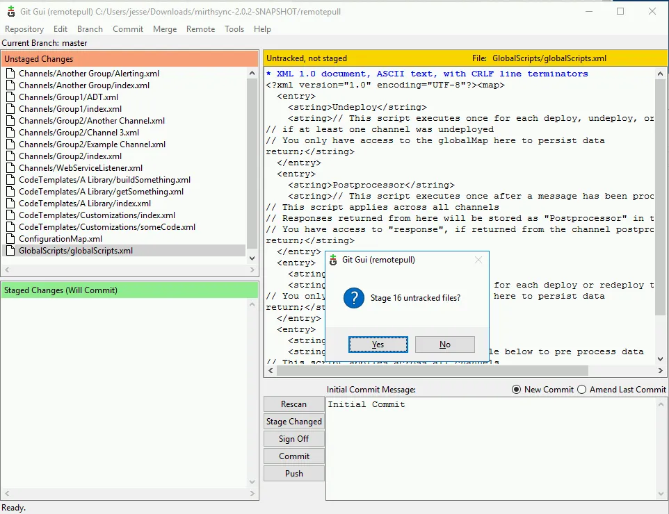 Git GUI window